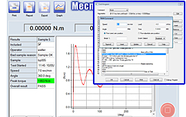 Create test programs, perform calculations, and display closure torque measurement graphs